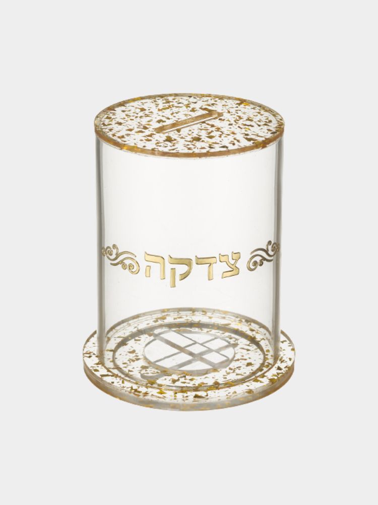 קופת צדקה לוסייט נצנצים זהב 10.5/12.5 ס"מ