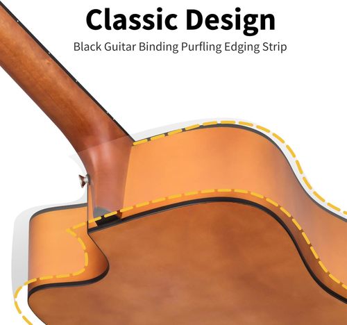 ערכת גיטרה אקוסטית DAD140C בצבע טבעי EC1250 + תיק + קאפו + רצועה + קורס אונליין + מפרטים ועוד | מהבאנדלים המשתלמים בישראל מבית DONNER