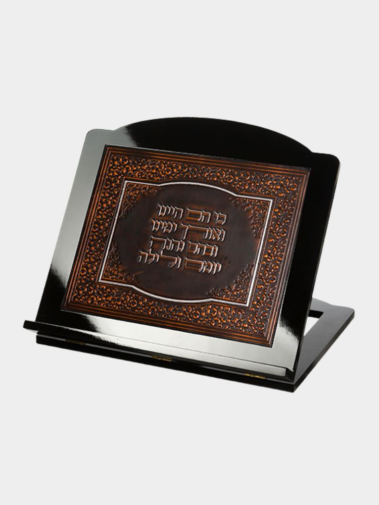 סטנדר עץ חום בשילוב עור