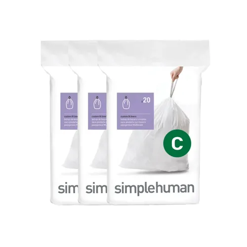 20 שקיות מסוג C לפח 10 ל' סימפליומן | Simplehuman
