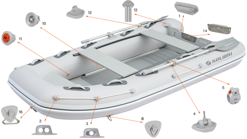 סירת גומי מתנפחת קוליברי + רצפה AIR DECK תחתית קיל באורך 330 ס