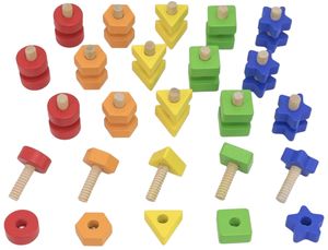 סט בניה והרכבה מעץ אומים וברגים 40 חלקים בשקית בד רב פעמית