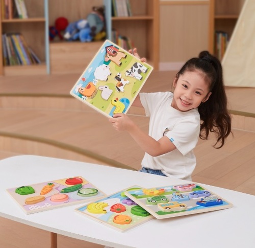 פאזל תלת מימד לפעוטות מעץ עבה 7 חלקים - חווה