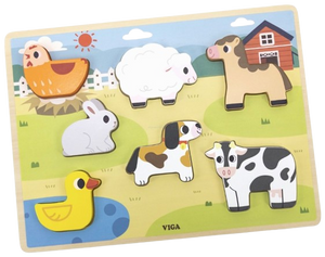 פאזל תלת מימד לפעוטות מעץ עבה 7 חלקים - חווה