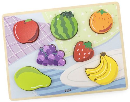 פאזל תלת מימד לפעוטות מעץ עבה 7 חלקים - פירות