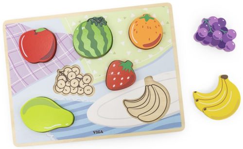 פאזל תלת מימד לפעוטות מעץ עבה 7 חלקים - פירות