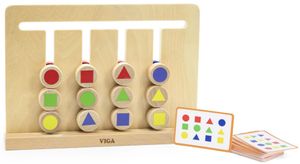 משחק לוח דו-צדדי התאמת צורות וצבעים עם 16 כרטיסיות דוגמא