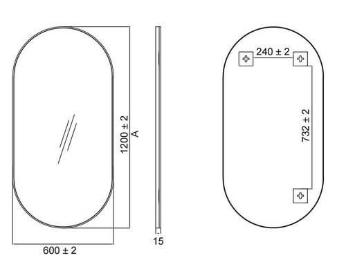 מראה אובלית עם מסגרת לבן מט ברוחב 60 ס