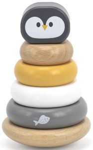 מגדל טבעות מעץ מלא 6 חלקים - פינגווין