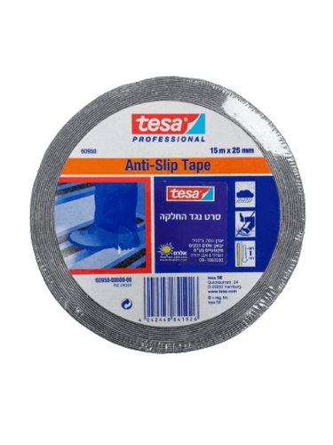 סרט הדבקה נגד חלקה שחור 15mX25mm 