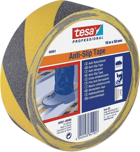 סרט הדבקה נגד החלקה צהוב שחור 15mX50mm