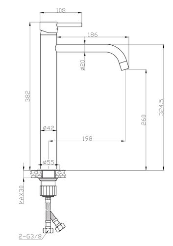 ברז פרח גבוה ALTO שחור מט AQUILA PREMIUM