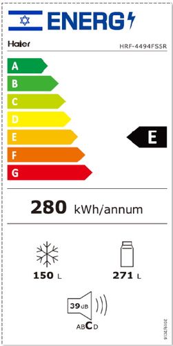 מקרר ‏מקפיא תחתון Haier HRF4494FB ‏472 ‏ליטר האייר