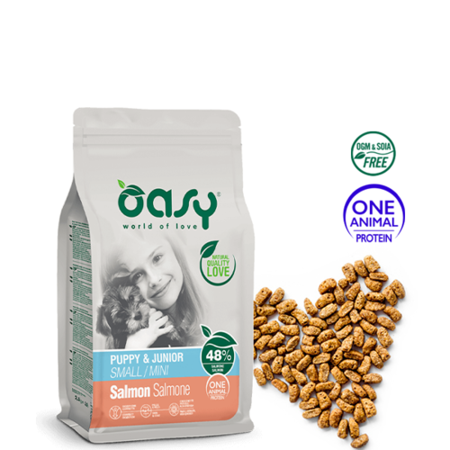 oasy אוכל לכלבים גורים סלמון גזע קטן