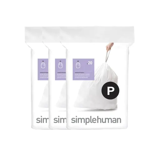20 שקיות מסוג P לפח 50-60 ל' סימפליומן | Simplehuman  