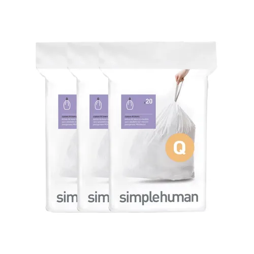 20 שקיות מסוג Q לפח 50-65 ל' סימפליומן | Simplehuman  
