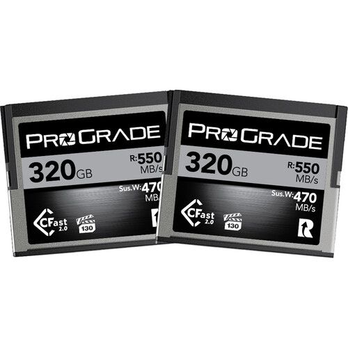 זוג כרטיסי זיכרון ProGrade Digital 320GB CFast 2.0 Cobalt