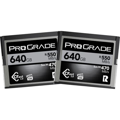 זוג כרטיסי זיכרון ProGrade Digital 640GB CFast 2.0 Cobalt