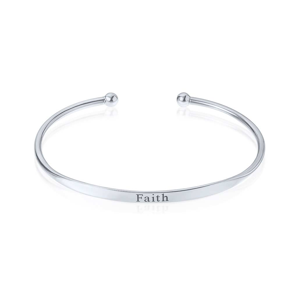 צמיד קשיח כסף 925 עם חריטה UNISEX