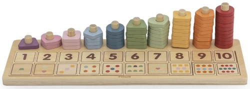 לוח התאמת מספר וכמות 0-10, הכרת צבעים וצורות מעץ מלא 75 חלקים PolarB