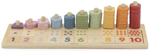 לוח התאמת מספר וכמות 0-10, הכרת צבעים וצורות מעץ מלא 75 חלקים PolarB