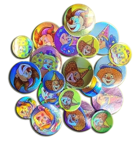 92 מדבקות סול ראשי ליצן מטאלי