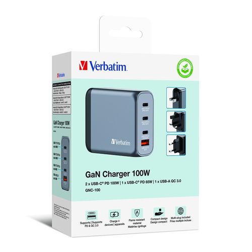 מטען Verbatim GNC-100 GaN Charger 100W