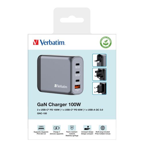 מטען Verbatim GNC-100 GaN Charger 100W