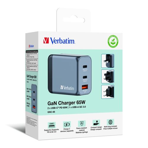 מטען Verbatim GNC-65 GaN Charger 65W