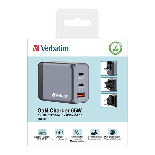 מטען Verbatim GNC-65 GaN Charger 65W