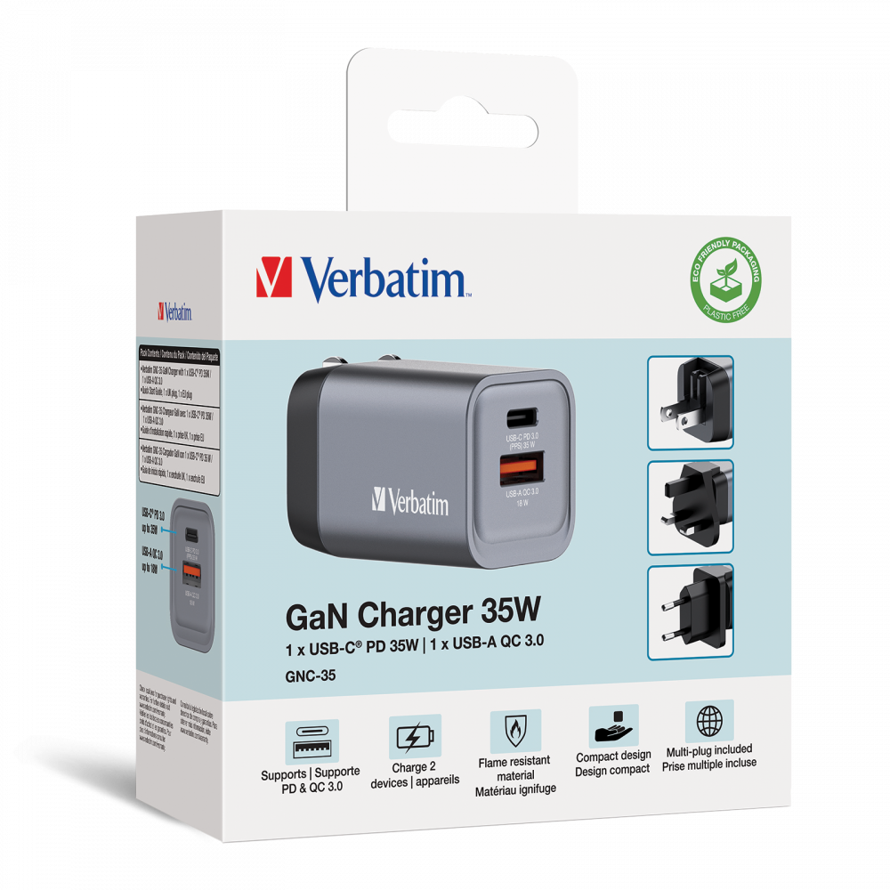 מטען VERBATIM 32200 GNC-35 GAN CHARGER 35W