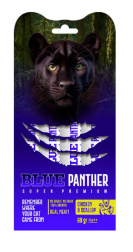 BLUE PANTHER - שלוק סופר פרימיום לגורי חתולים עוף וצדפות 60 גרם מבצע 10 יח ב-100 ש
