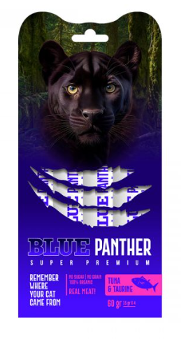 BLUE PANTHER - שלוק סופר פרימיום לחתולים טונה וטאורין 60 גרם מבצע 10 יח ב-100 ש