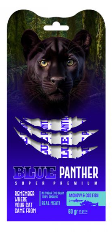 BLUE PANTHER - שלוק סופר פרימיום לחתולים אנשובי ודג קוד 60 גרם מבצע 10 יח ב-100 ש"ח
