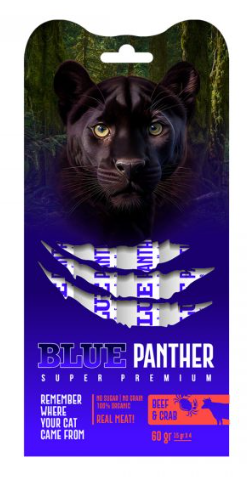 BLUE PANTHER - שלוק סופר פרימיום לחתולים בקר וסרטנים 60 גרם מבצע 10 יח ב-100 ש