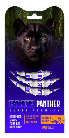 BLUE PANTHER - שלוק סופר פרימיום לחתולים עוף ושרימפס 60 גרם 10 יח ב-100 ש"ח