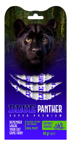 BLUE PANTHER - שלוק סופר פרימיום לחתולים סלמון ואצות 60 גרם 10 יח ב-100 ש