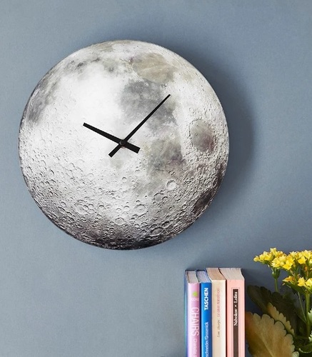 שעון קיר זכוכית פני הירח Gibbous