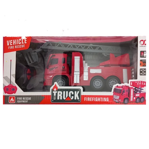 כבאית הצלה שלט כולל מנוף גודל מארז 30 ס''מ -  TRUCK FIREFIGHTING