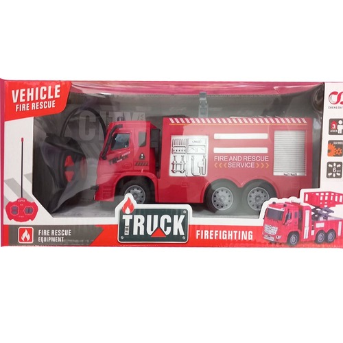 כבאית הצלה כולל שלט גודל מארז 30 ס''מ -  TRUCK FIREFIGHTING