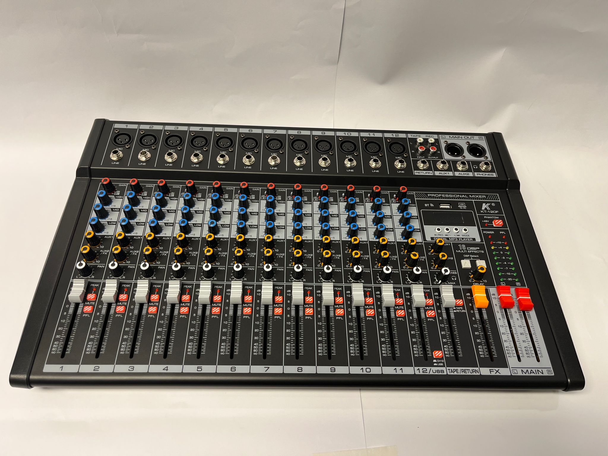 מיקסר 12 ערוצים XLR עם אפקטים ובלוטוס KARSECT KT-0120F