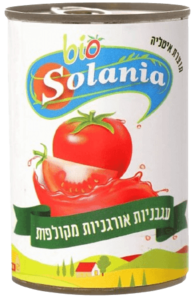 עגבניות אורגניות מקולפות בפחית Bio Solania