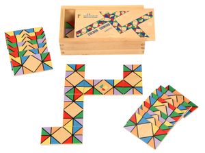 דומינו פסיפס צבעוני קלאסי מעץ 28 חלקים