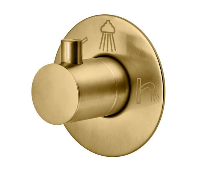 בורר 3 מצבים ליציאת מים (כולל גוף) | זהב מוברש | 302682 F15S | סדרת מצדה MASADA | חמת HAMAT