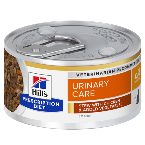 שימורי נזיד c/d | Hill's Prescription Diet מולטיקייר לחתול, 82 גר' (עוף וירקות)