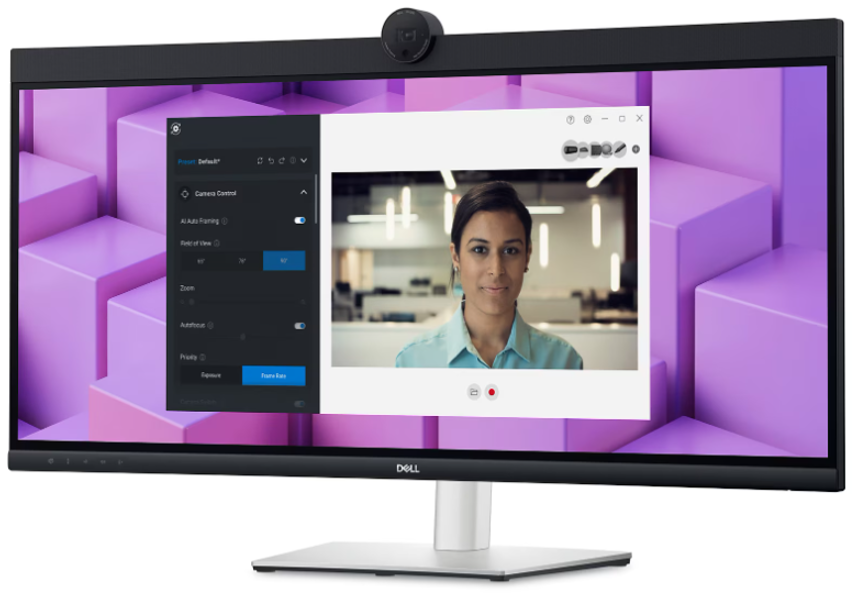מסך דל קעור כולל רמקולים ומצלמה DELL 34" CURVED USB-C P3424WEB