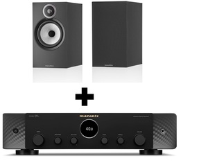 מערכת סטריאו המשלבת מגבר סטריאו מבית Marantz דגם Stereo 70S + זוג רמקולים מדפיים מבית Bowers & Wilkins דגם 606S3