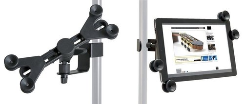 מחזיק לטאבלט שחור המתחבר אל סטנד מיקרופון 901568 מבית GEWA (Germany)