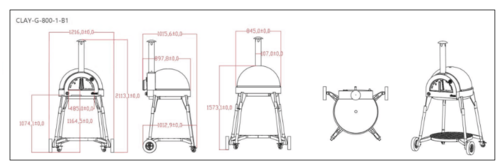 תנור פיצה חרס על גלגלים דגם CLAY-G-800-1-B1