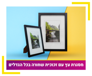 מסגרת עץ שחורה עם זכוכית במגוון גדלים